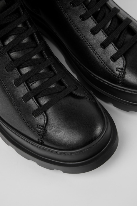 Botte à Lacets Moyen Noir Design Brutus Pour Femmes Camper Be