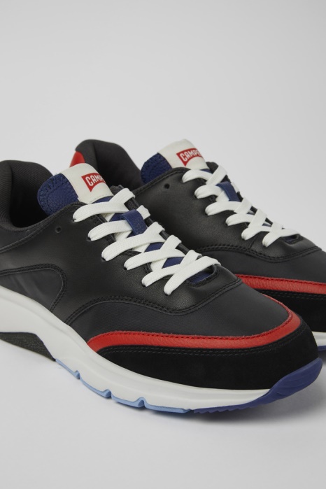 Camper Be Drift Sneakers Textile Et Cuir Noir Et Rouge Pour Femme Nouveautés