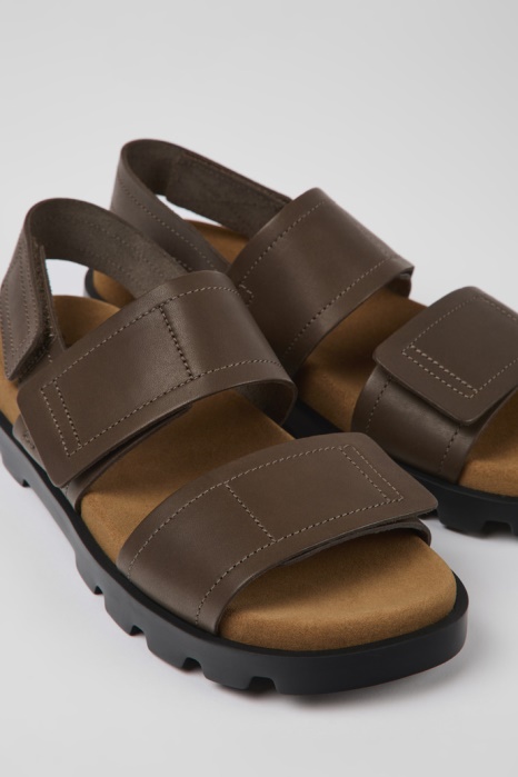 Camper Be Brutus Sandal Sandales En Cuir Marron Pour Femmes Nouveautés