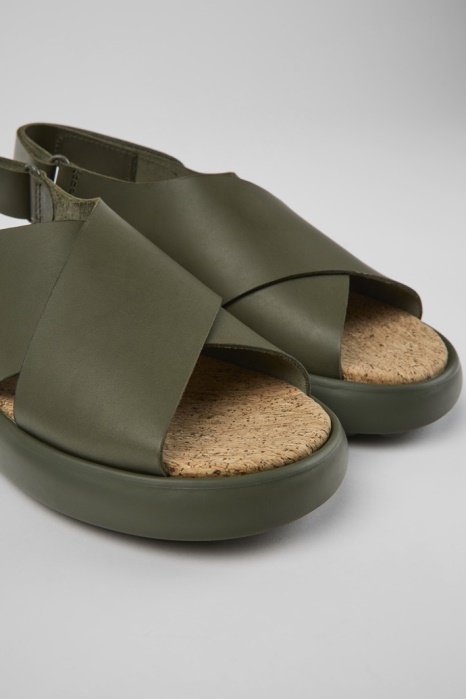 Camper Be Pelotas Flota Sandales En Cuir Vert Pour Femmes Nouveautés