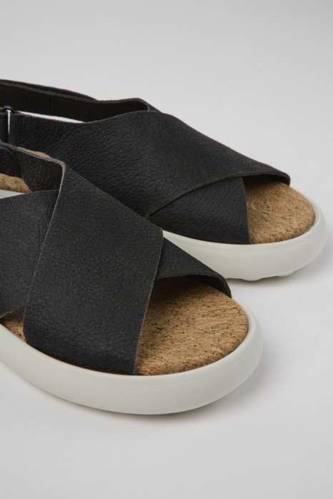 Camper Be Design Pelotas Flota Sandales En Cuir Noir Et Blanc Pour Femme