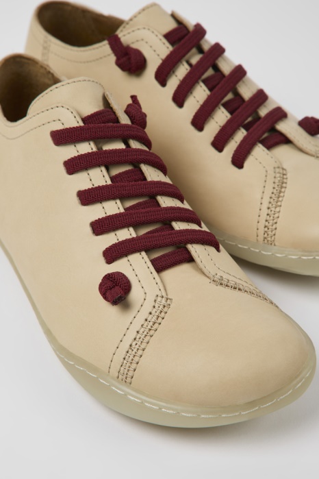 Camper Be Design Peu Chaussures En Cuir Beige Pour Femme