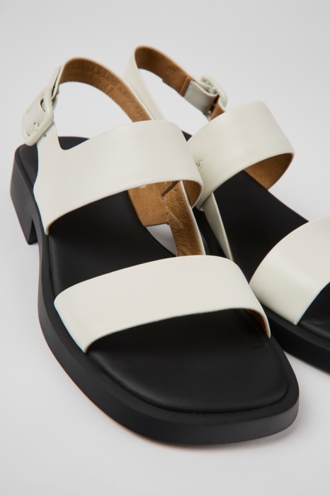 Camper Be Dana Sandales En Cuir Blanc Pour Femme Nouveautés