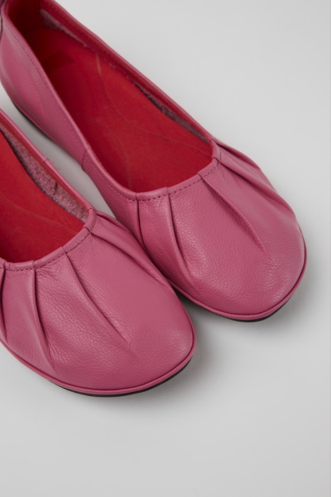 Ballerines Droites En Cuir Rose Pour Femme Camper Be Nouveautés