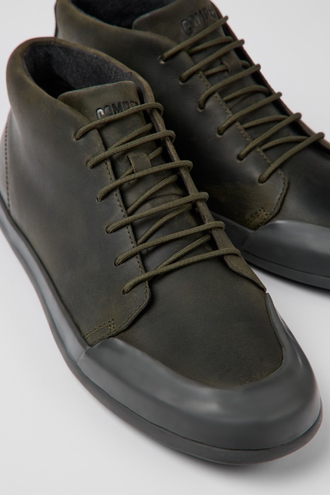 Chasis Bottines En Cuir Vert Foncé Pour Hommes Exclusif Camper Be