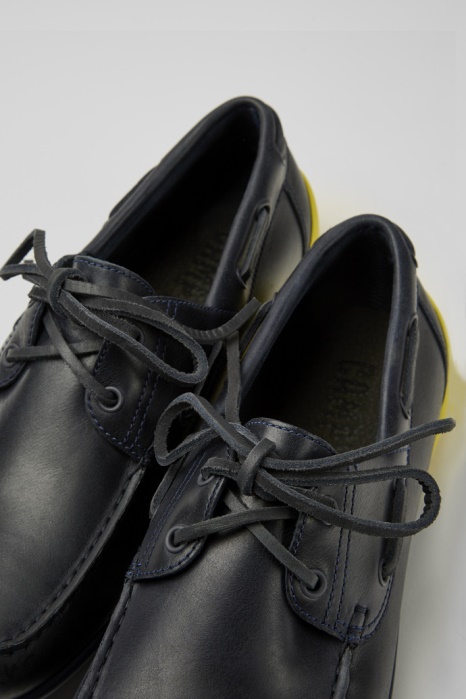 Camper Be Peu Circuit Bleu Chaussures En Cuir Pour Hommes Nouveautés