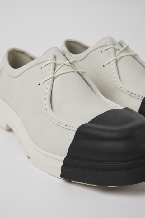 Camper Be Design Junction Chaussures En Cuir Non Teint Blanc Pour Hommes