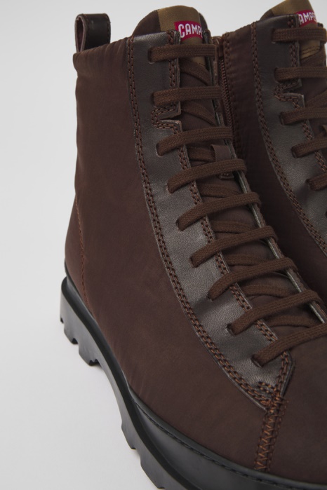 Bottines Camper Be Brutus Textile Et Cuir Marron Exclusives Pour Homme