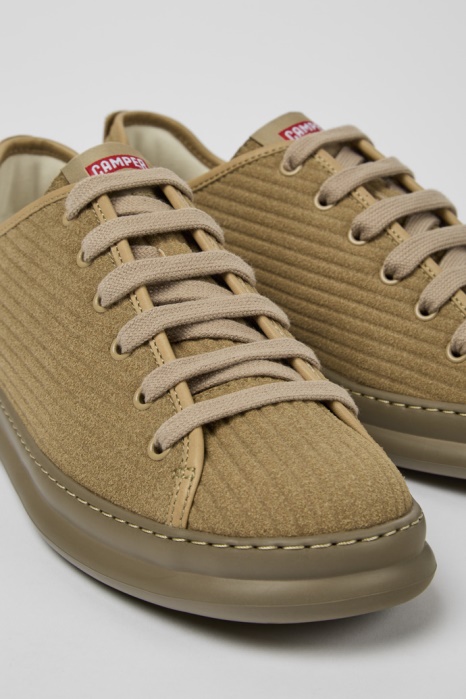 Baskets Camper Be Design Runner En Cuir Et Nubuck Beige Pour Homme