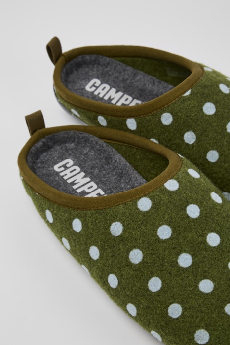 Camper Be Wabi Chaussons Homme En Laine Vert Et Bleu Nouveautés