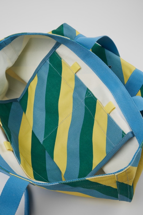 Camper Be Ado Tote Bag Jaune Bleu Et Vert En Coton Recyclé Nouveautés