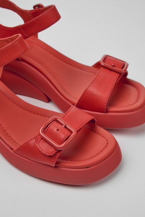 Camper Be Kaah Sandales En Cuir Rouge Pour Femmes Nouveautés