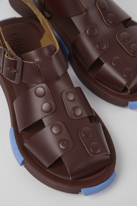 Camper Be Set Sandales En Cuir Bordeaux Pour Femme Nouveautés