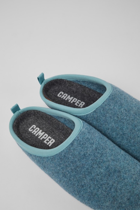 Camper Be Wabi Chaussons Femme En Laine Bleu Clair Nouveautés
