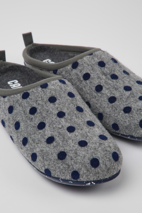Camper Be Design Wabi Chaussons En Laine Gris Et Bleu Pour Femme