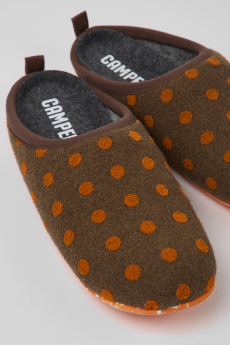 Camper Be Wabi Chaussons En Laine Marron Et Orange Pour Femme Nouveautés