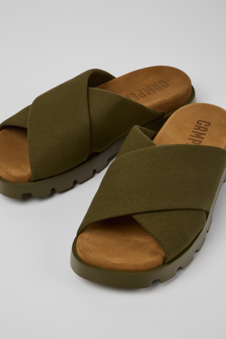 Camper Be Brutus Sandal Vert Sandales En Coton Recyclé Pour Hommes Nouveautés