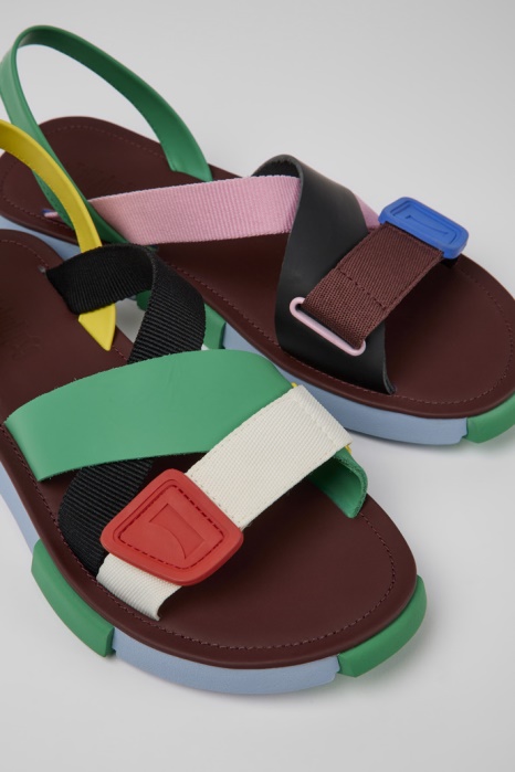 Camper Be Twins Sandales En Cuir Multicolores Pour Hommes Nouveautés