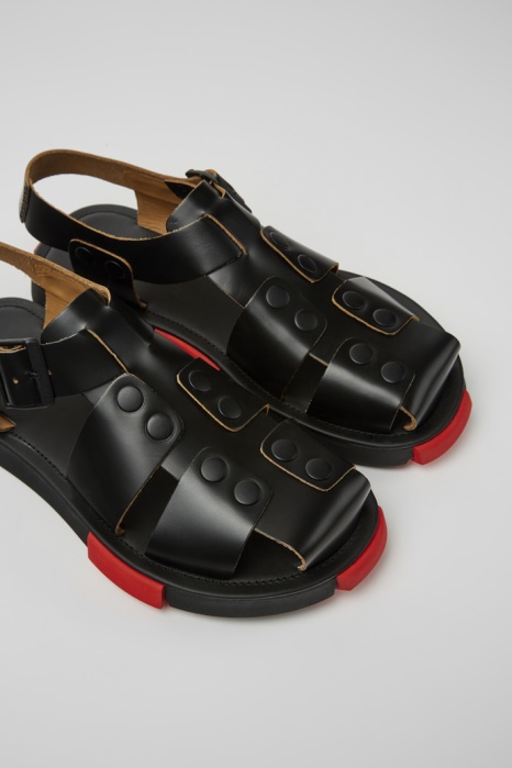 Ensemble Design Sandales En Cuir Noir Pour Hommes Camper Be